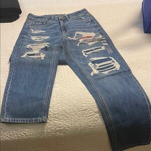 American Eagle Outfitters Blue Distressed Boyfriend Jeans